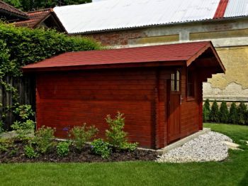 Zahradní domek Laura 300x350 Ekonomik, čelní přesah střechy 70 cm
