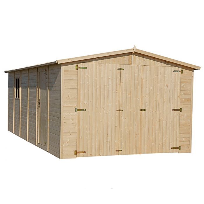Dřevěná garáž 300x600 s křídlovými vraty